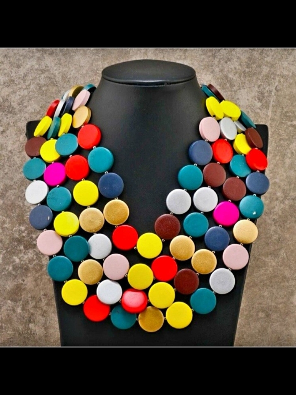 Multicolor Disc Statement Necklace - Bold Colorful Women’s Jewelry NWOT